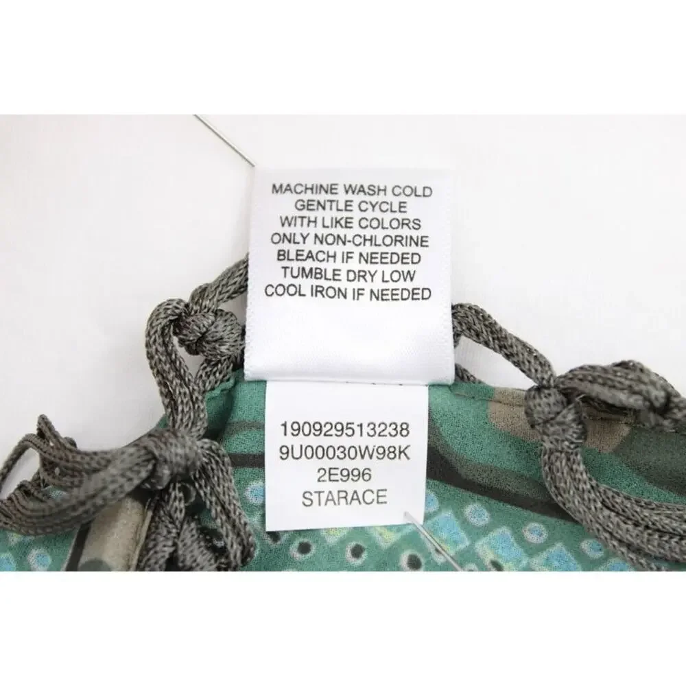 Green Paisley Camo Mixed Print Infinity Loop Scarf Bandana Cowl knotted Fringe
